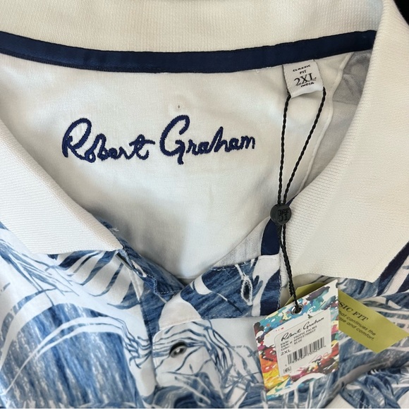 NEW NWT Robert Graham Men’s Polo Shirt Tropical Palm Print - Picture 12 of 12
